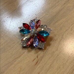 Multicolor Gemstone Flower Brooch